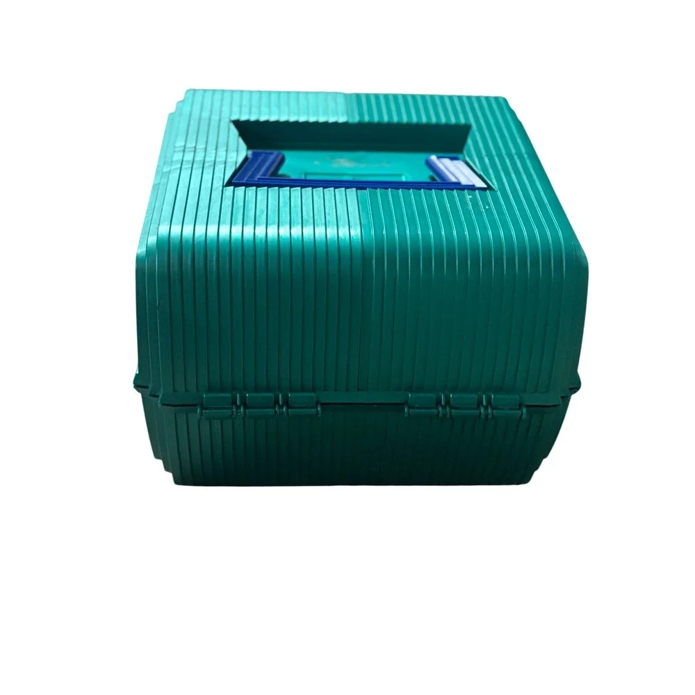 Vintage Sassaby Makeup‎ Organizer Case Teal Green Blue 90s Cosmetic Box Storage